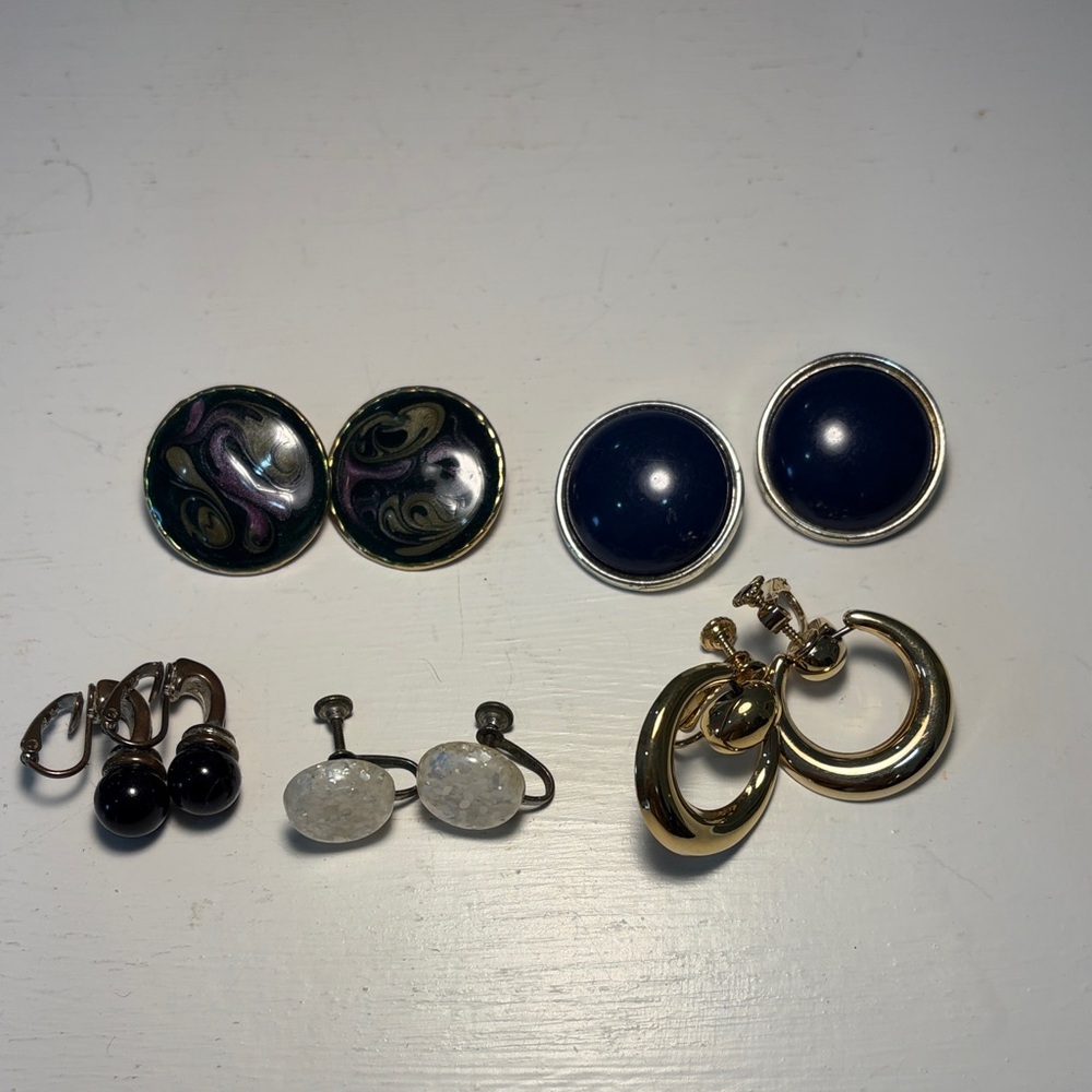 Mixed Clip & Screwback Earrings 5 Pair Some Vintage